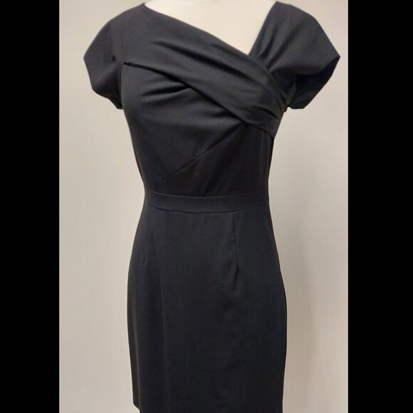 J. Crew Dresses & Skirts - J. Crew, Black, “Origami” Dress, Fitted, Midi, Wrap-detail, Cap-sleeve, Size: 2